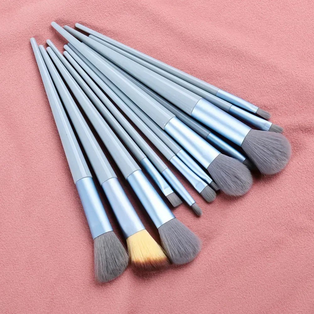 13 PCS Makeup Brushes Set Eye Shadow Foundation Women Cosmetic Brush Eyeshadow Blush Beauty Soft Make Up Tools Bag - Asmota