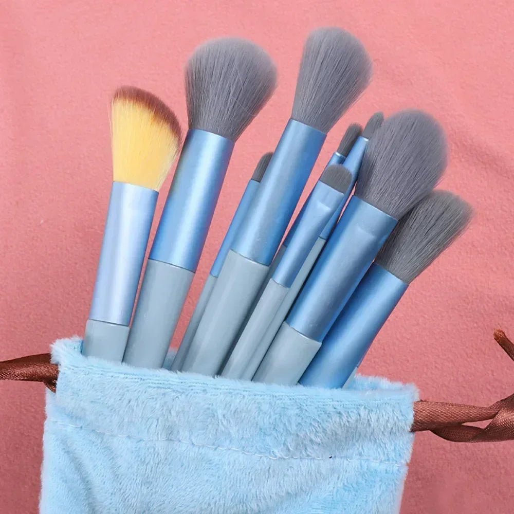 13 PCS Makeup Brushes Set Eye Shadow Foundation Women Cosmetic Brush Eyeshadow Blush Beauty Soft Make Up Tools Bag - Asmota