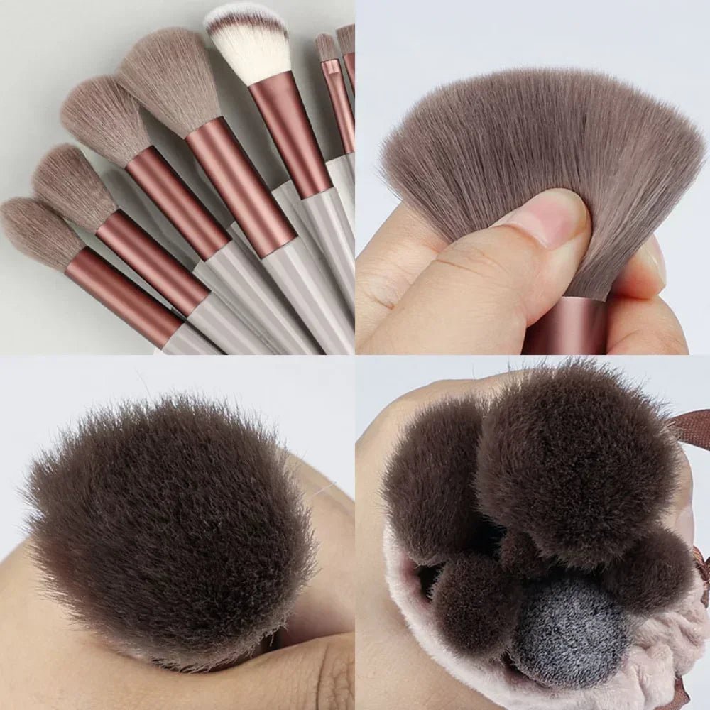 13 PCS Makeup Brushes Set Eye Shadow Foundation Women Cosmetic Brush Eyeshadow Blush Beauty Soft Make Up Tools Bag - Asmota