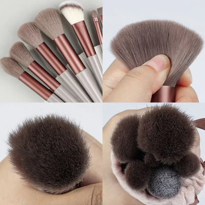 13 PCS Makeup Brushes Set Eye Shadow Foundation Women Cosmetic Brush Eyeshadow Blush Beauty Soft Make Up Tools Bag - Asmota