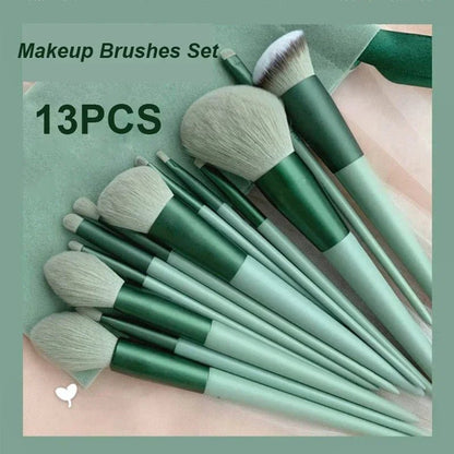 13 PCS Makeup Brushes Set Eye Shadow Foundation Women Cosmetic Brush Eyeshadow Blush Beauty Soft Make Up Tools Bag - Asmota