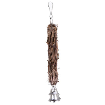 Wood and Metal Parrot Swing for Birds with Hanging Hook and Bells