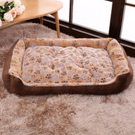 Corduroy & Flannel Dog Bed with Removable Cushion in Brown, Pink, or White