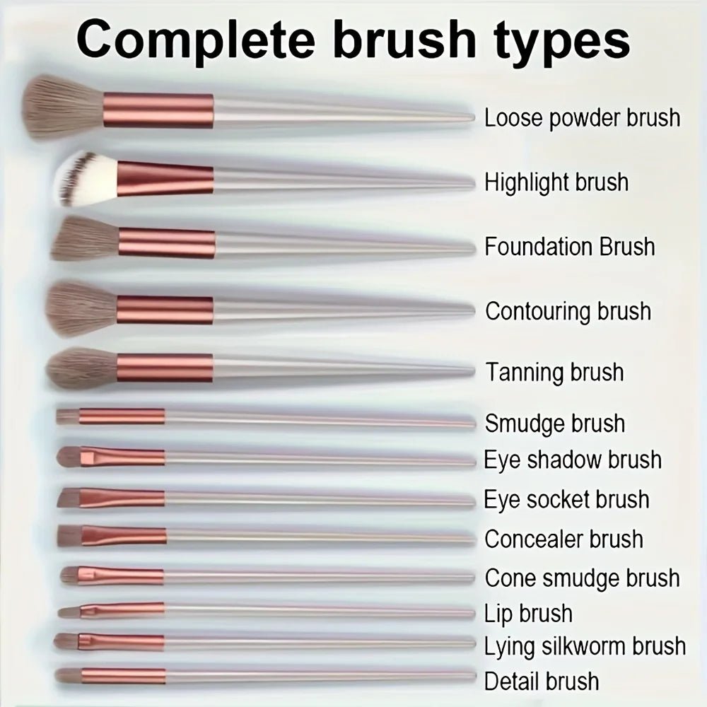 13pcs Makeup Brush Brushes Set Cosmetic Makeup Sponge Makeup Brush Beauty Tool Eyeshadow Blush Professional Brush Set - Asmota