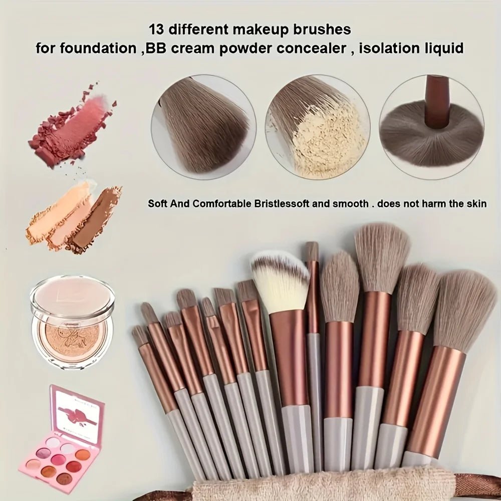 13pcs Makeup Brush Brushes Set Cosmetic Makeup Sponge Makeup Brush Beauty Tool Eyeshadow Blush Professional Brush Set - Asmota