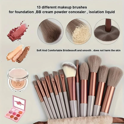 13pcs Makeup Brush Brushes Set Cosmetic Makeup Sponge Makeup Brush Beauty Tool Eyeshadow Blush Professional Brush Set - Asmota
