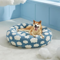 Lesure Round Jacquard Shaggy Plush Cat Bed with Anti Slip Bottom