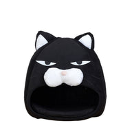 Cat House Bed with Enclosed Face Design & Litter Mat in Black, S & M