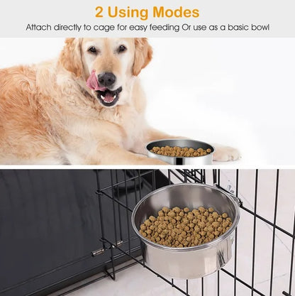 Tainless Steel Dog Bowl Pets Hanging Food Bowl Detachable Pet