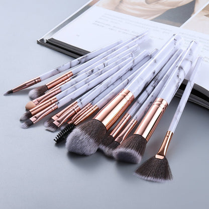 15 Marbled Design Makeup Brushes Set - Asmota