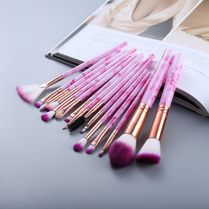 15 Marbled Design Makeup Brushes Set - Asmota