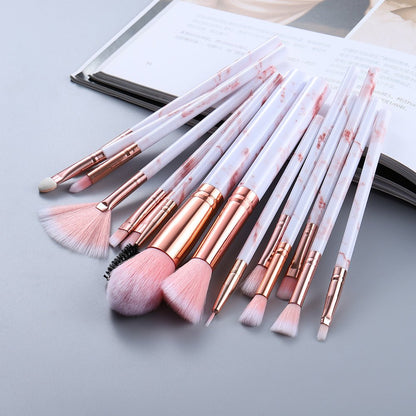 15 Marbled Design Makeup Brushes Set - Asmota