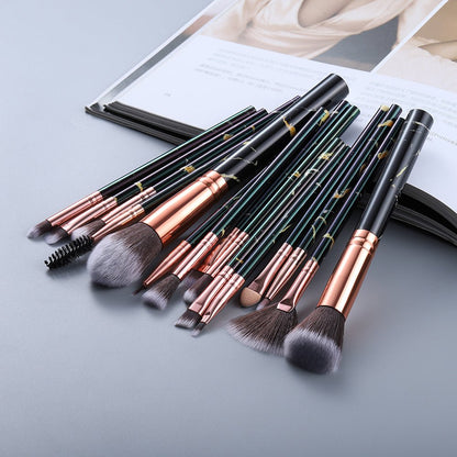 15 Marbled Design Makeup Brushes Set - Asmota