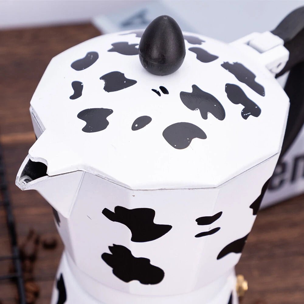 150ml/300ml Aluminum Alloy Cow Printed Coffee Maker Moka Pot Espresso Mocha Latte Percolator Filter Cafetera - Asmota