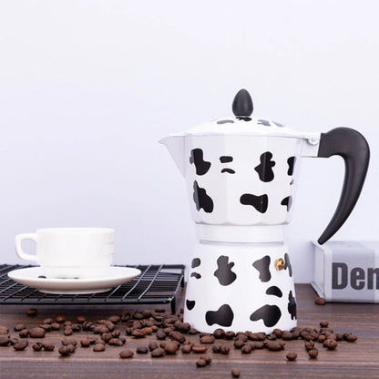 150ml/300ml Aluminum Alloy Cow Printed Coffee Maker Moka Pot Espresso Mocha Latte Percolator Filter Cafetera - Asmota