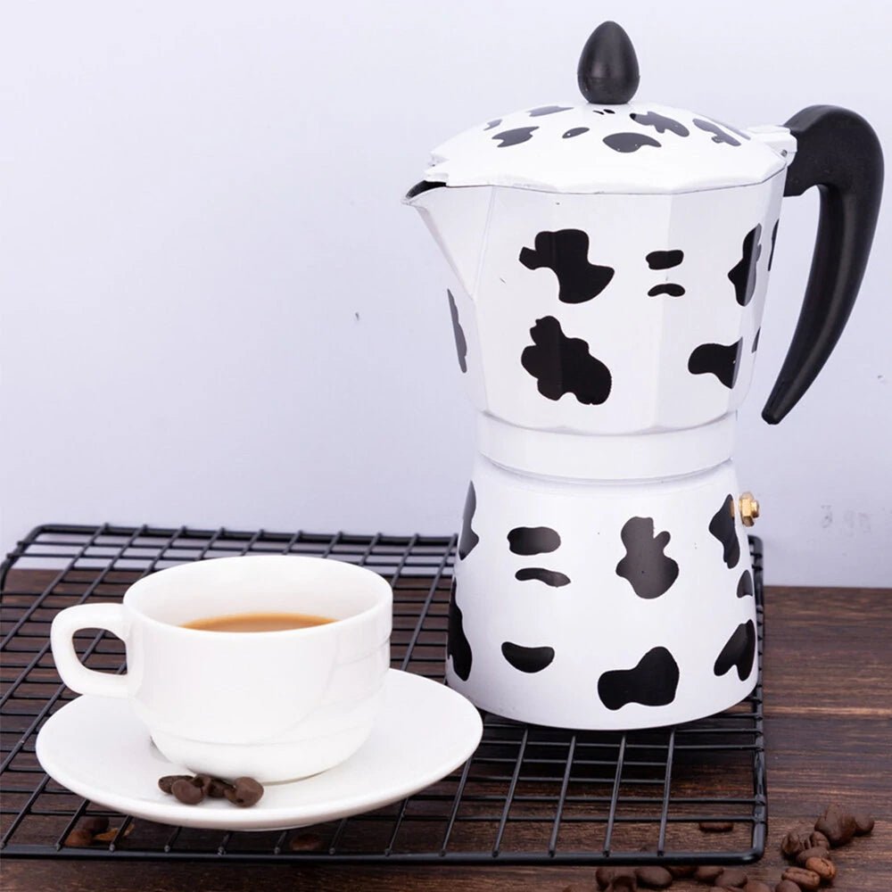 150ml/300ml Aluminum Alloy Cow Printed Coffee Maker Moka Pot Espresso Mocha Latte Percolator Filter Cafetera - Asmota