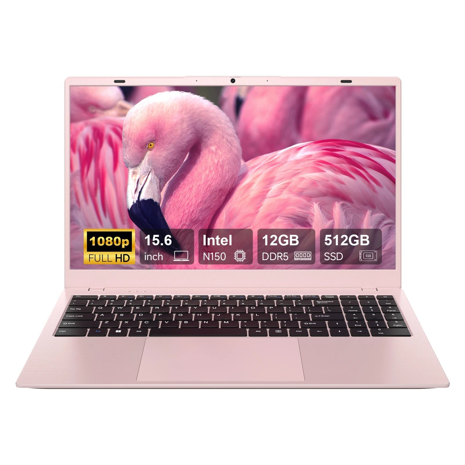 15.6" Laptop Computer DDR5 12GB RAM 512GB SSD Intel N150 FHD IPS Display Fingerprint Wi - Fi 6 Windows 11 Laptop Business - Asmota