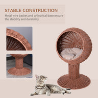Elevated Rotatable Egg Chair Bed with Thick Cushion for Cats Brown