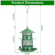 Green Metal Squirrel-Proof Wild Bird Feeder with 360° Perches