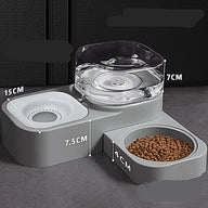Unplugged Automatic Dog Dual Bowl Feeder with Transparent Plastic