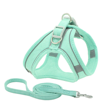 Suede Pet Chest Harness Reflective And Breathable Anti-Strike Cat Rope Small Dog Vest Type Traction Rope