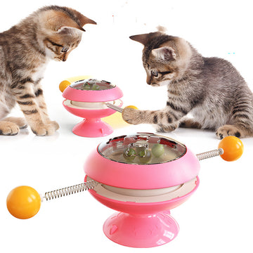 Rotatable Interactive Cat Toy with Catnip in Plastic - Lake Blue, Pink, Yellow