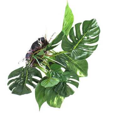 Green Plastic Monstera Aquarium Simulation Plant for Fish Tanks