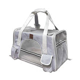 Cat Carrier Bag with Fabric Body and Leather Handles