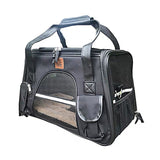 Cat Carrier Bag with Fabric Body and Leather Handles