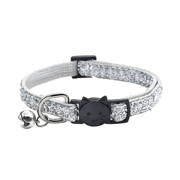 Adjustable Fabric Cat Collar with Bell and Safety Buckle