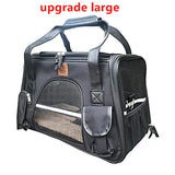 Cat Carrier Bag with Fabric Body and Leather Handles