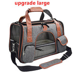 Cat Carrier Bag with Fabric Body and Leather Handles