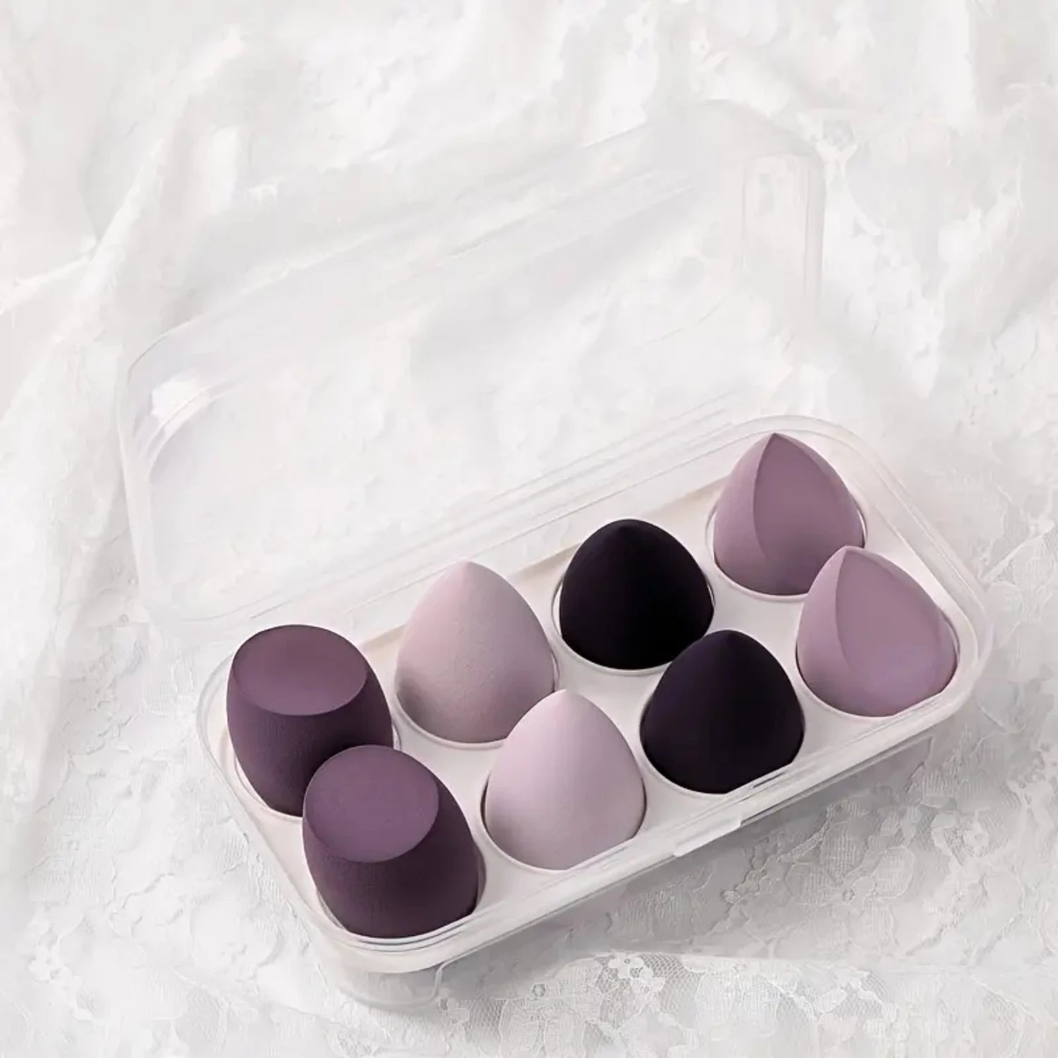 16pcs Beautiful Beauty Egg Set with Air Cushion Sponge for Wet and Dry Makeup Application - Egg - shaped Container in Storage Box - Asmota