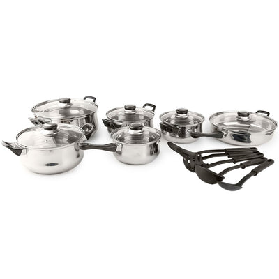 Stainless Steel Cookware Set with Utensils - 17-Pc.