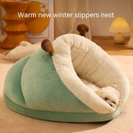 Winter Nest Fabric Dog Bed Slippers in Avocado Green, Blue Elk, Gray Brown Bear