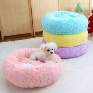 Waterproof Thick Plush Round Dog Kennel Bed in Multiple Colors & Sizes