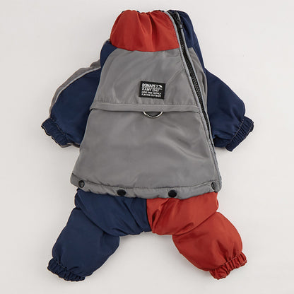 Pet Winter Color Matching Cotton-padded Clothes Dog Medium Large Dog Warm And Comfortable