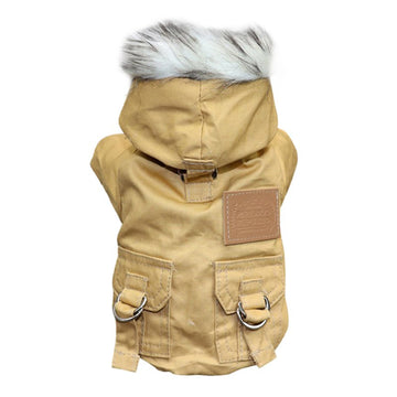 Double-Layer Fleece Dog Hoodie with Faux Fur Trim