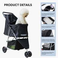Black Mesh Fabric Dog Travel Carrier Cart for Short Trips