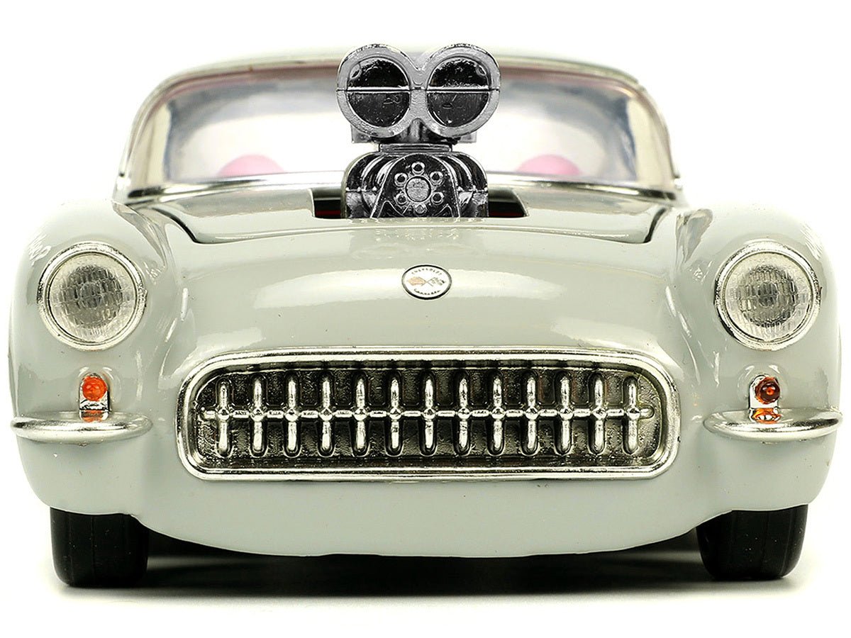 1957 Chevrolet Corvette Beige with Pink Interior with Bugs Bunny Figure "Looney Tunes" "Hollywood Rides" Series 1/24 Diecast Model Car by Jada - Asmota