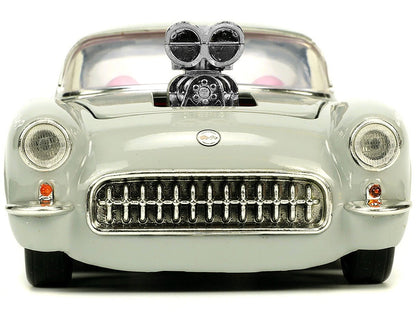 1957 Chevrolet Corvette Beige with Pink Interior with Bugs Bunny Figure "Looney Tunes" "Hollywood Rides" Series 1/24 Diecast Model Car by Jada - Asmota