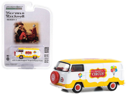 1971 Volkswagen Type 2 Panel Van Yellow and White with Red Interior "Percevel Circus" "Norman Rockwell" Series 5 1/64 Diecast Model Car by Greenlight - Asmota