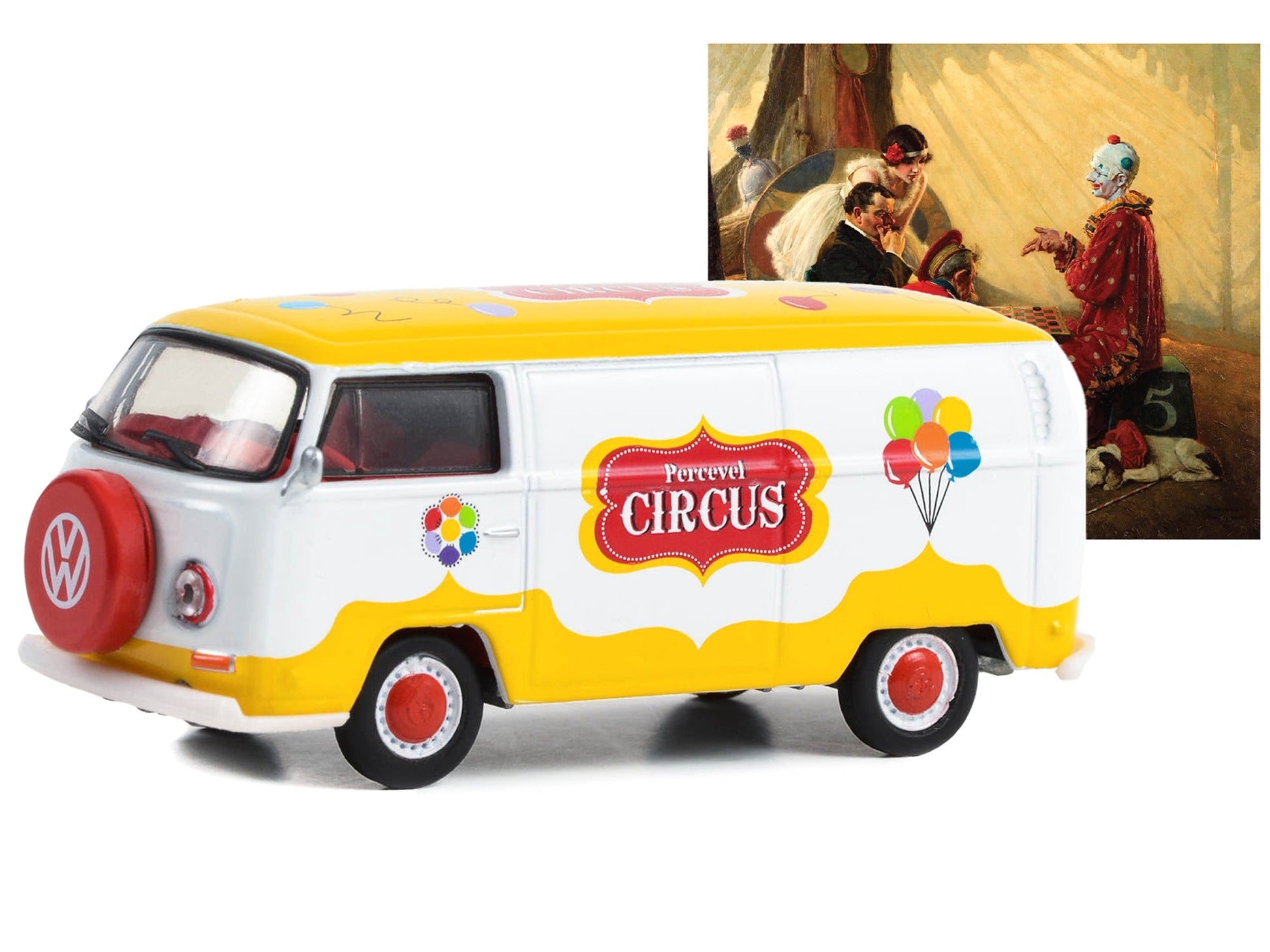 1971 Volkswagen Type 2 Panel Van Yellow and White with Red Interior "Percevel Circus" "Norman Rockwell" Series 5 1/64 Diecast Model Car by Greenlight - Asmota