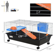 35L Black Metal Chinchilla Cage with Feeder and Ramp