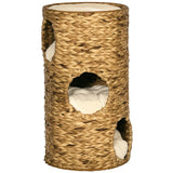 Elevated Brown Cat Bed with Three Hideaways and Plush Cushions