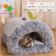 Striped Plush Semi-Enclosed Portable Dog Nest Bed