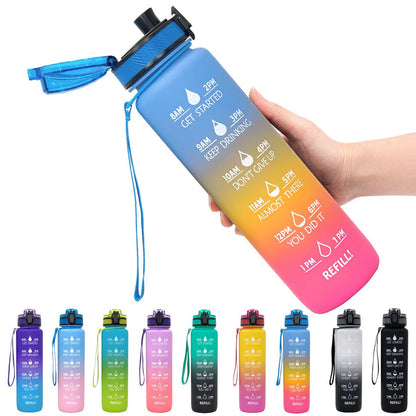 1L Tritan Water Bottle With Time Marker Bounce Cover Motivational Water Bottle Cycling Leakproof Cup For Sports Fitness Bottles - Asmota