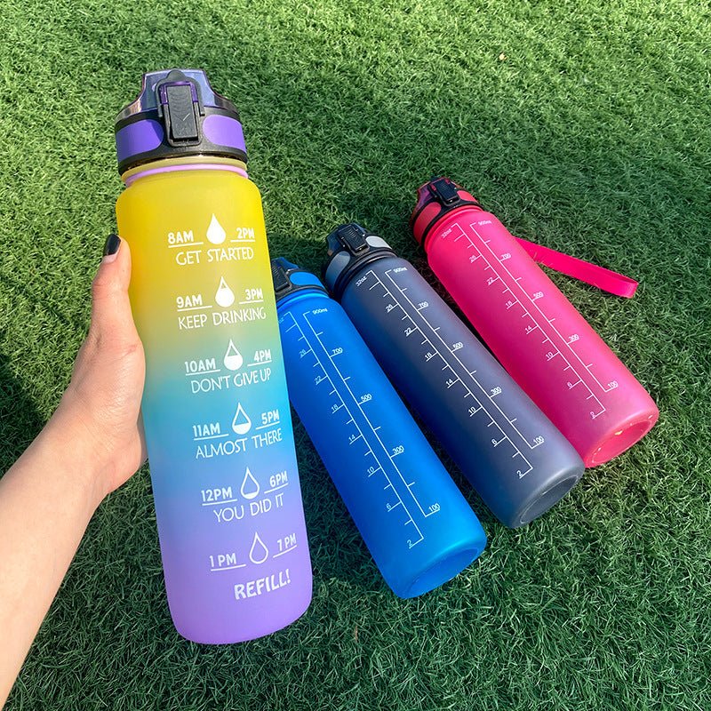 1L Tritan Water Bottle With Time Marker Bounce Cover Motivational Water Bottle Cycling Leakproof Cup For Sports Fitness Bottles - Asmota