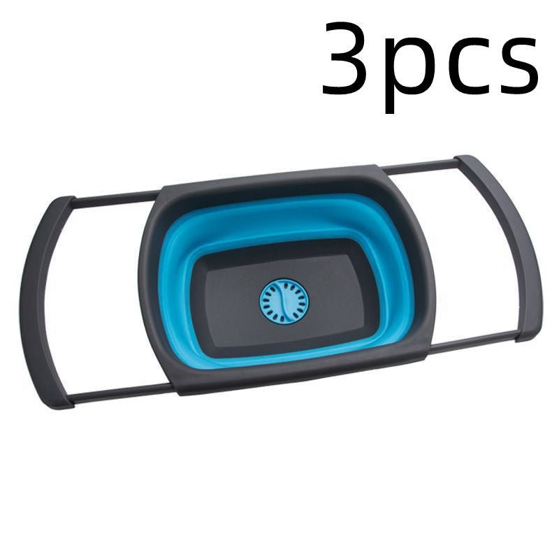 1Pc Collapsible Scalable Silicone Colander Folding Kitchen Silicone Strainer Fruit Vegetable Wash Colanders kitchen Cooking Tool - Asmota