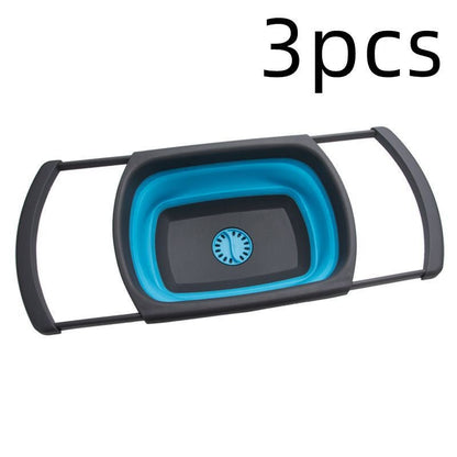 1Pc Collapsible Scalable Silicone Colander Folding Kitchen Silicone Strainer Fruit Vegetable Wash Colanders kitchen Cooking Tool - Asmota